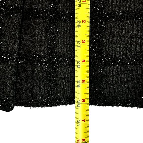St John Marie Gray Santana Knit Black Metallic Grid Wool Tweed Cardigan Size 8 - Picture 9 of 11